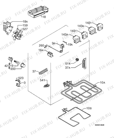 Взрыв-схема плиты (духовки) Zanussi ZOU653B - Схема узла Electrical equipment 268